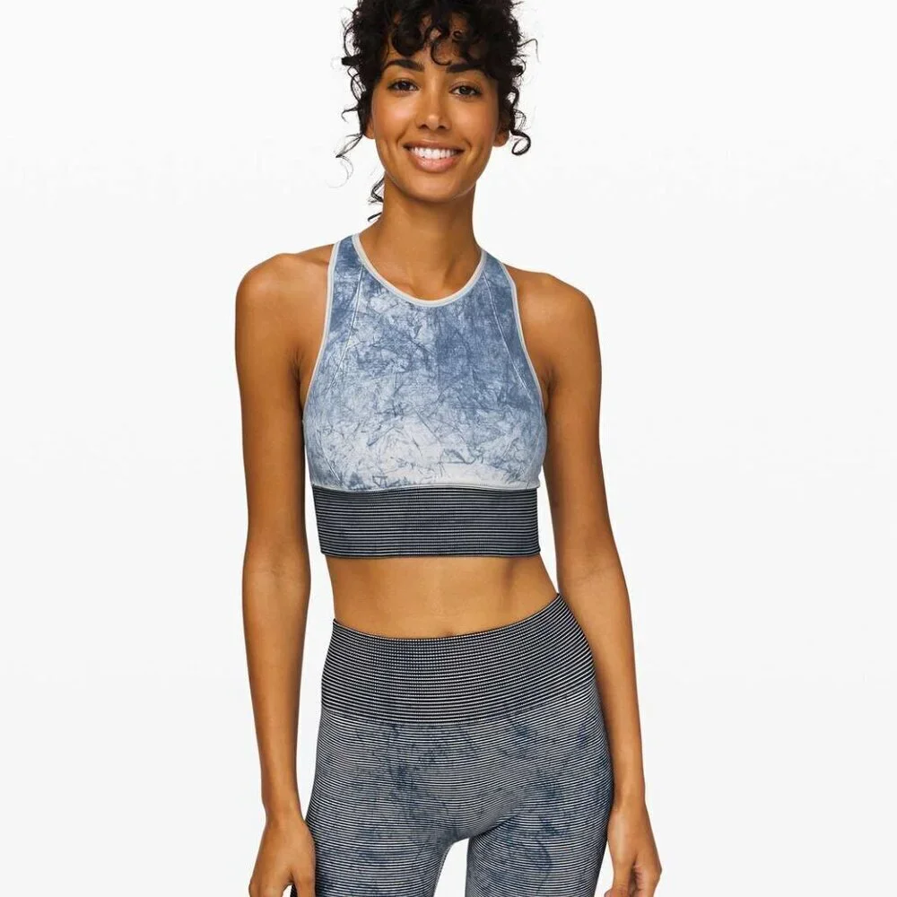 Lululemon Ebb to Train Bra Tight Leggings SET Wash White Black Luna 3035